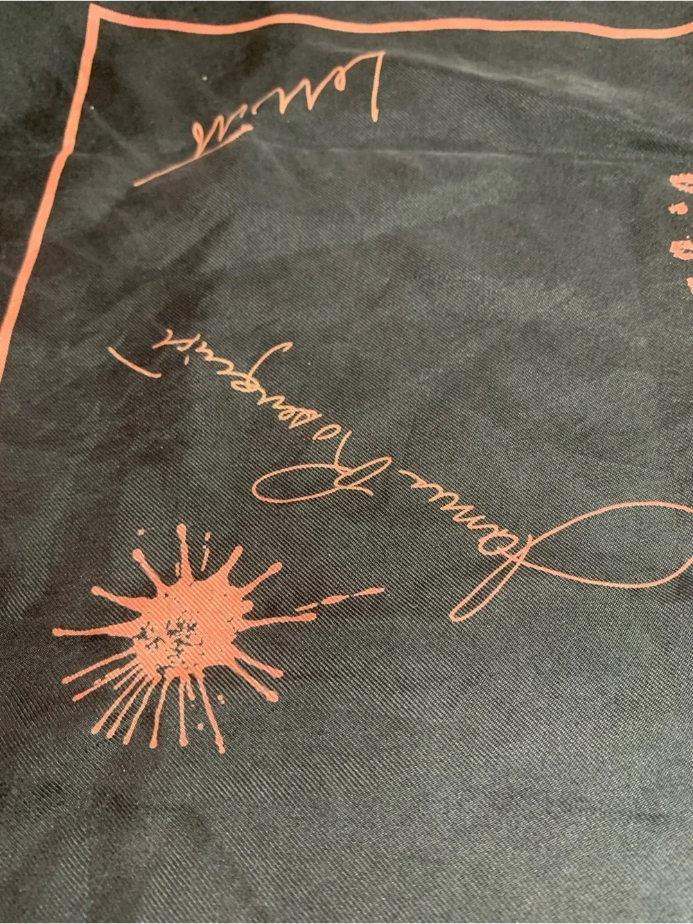 Louis Vuitton Black with Pink Script Print Silk Scarf